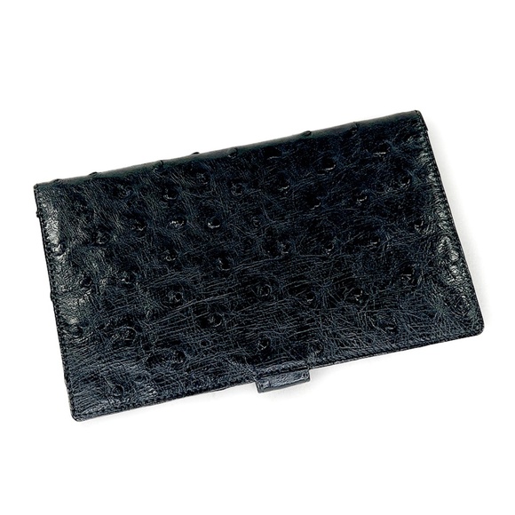 Black Ostrich Leather Checkbook Holder from South Africa - Picture 5 of 5